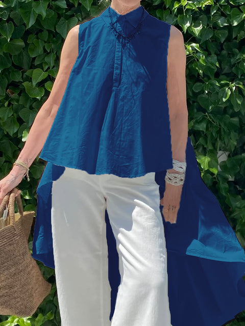 Women's Flowy Irregular Hem Cotton and Linen Top