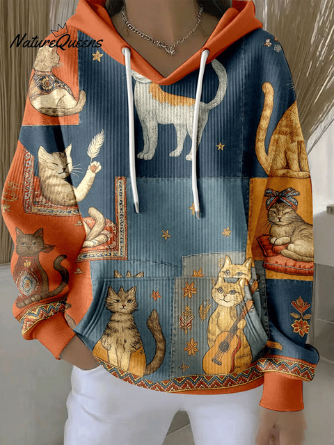 Women's Autumn Cats Print Casual Sweatshirt