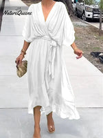 Stylish and elegant V-neck chiffon dress