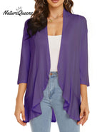 Women’s Casual Lightweight Open Front Cardigans Purple / S (Uk6 - 8)