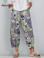 Fun Fish Art Cropped Casual Pants