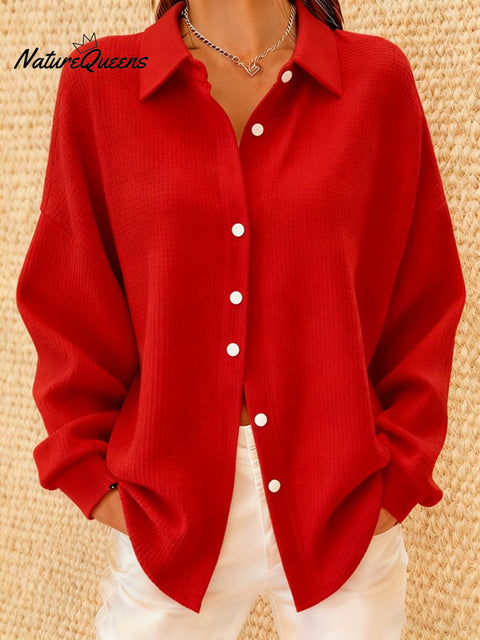 Women's Casual Autumn And Winter Waffle Shirt