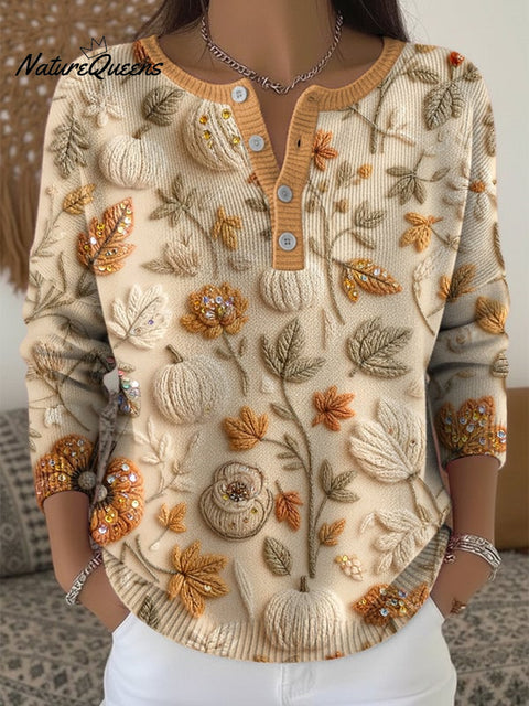 Women's casual autumn button-down knitted top