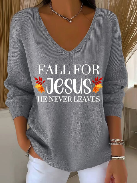 Women's Fall For Jesus He Never Leaves Top