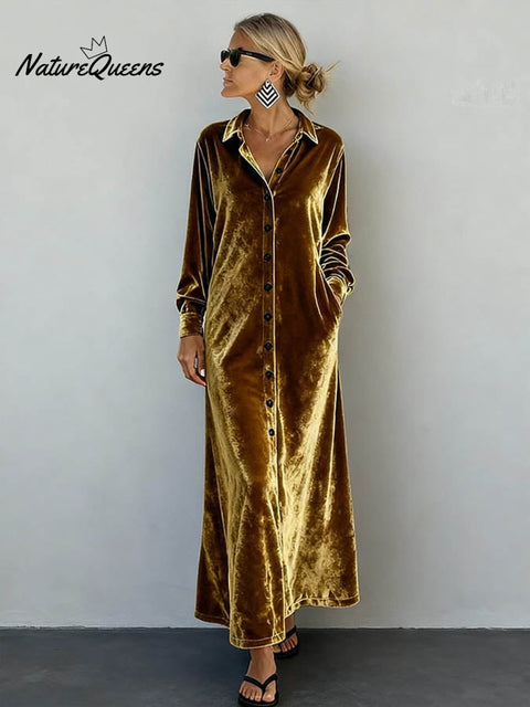 Women's Casual Solid Color Long-Sleeved Dress