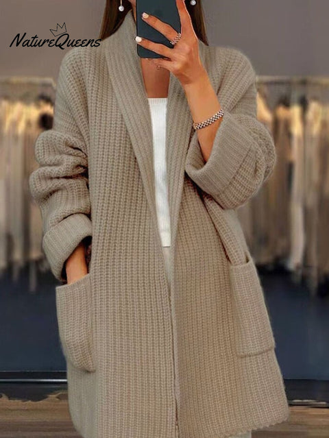 Women's Solid Color Long Sleeve Casual Knitted Cardigan