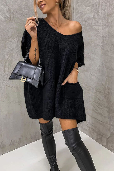 WINDY CITY POCKETED OVERSIZED KNIT SWEATER