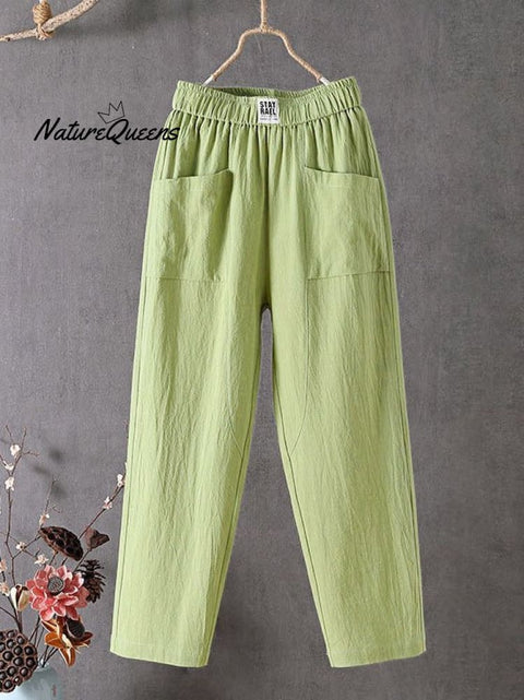 Casual Plain Natural Ankle Pants Straight Pants