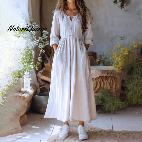 Classy Long Sleeve White Maxi Dress