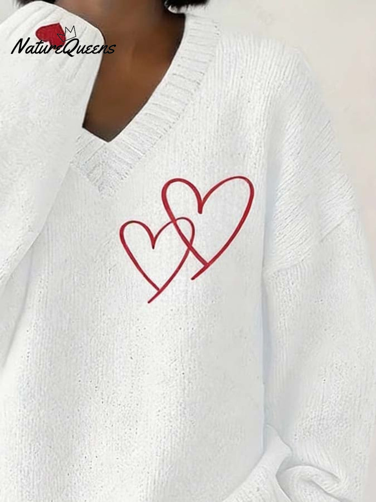 Women's Casual V-Neck Long-Sleeved Printed Sweater