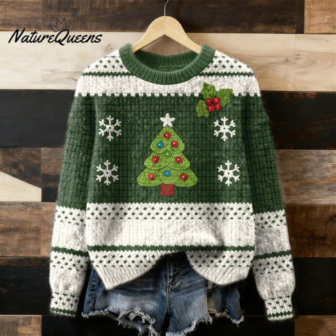 Women's  Winter Christmas Tree Art Flannel Sweatshirt