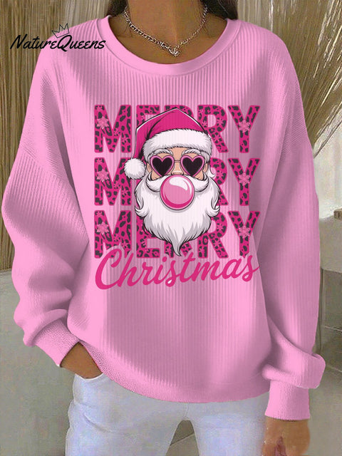 Women's Casual Santa Claus Print Round Neck Sweatshirt