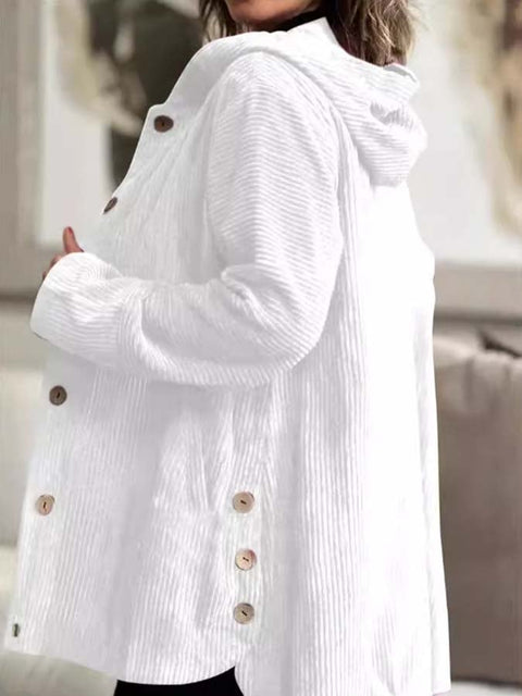 Women'S Casual Loose Corduroy Hooded Top Jacket