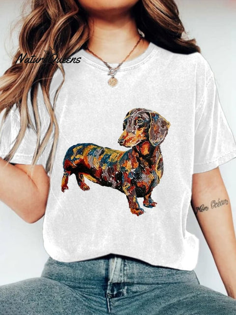 Women's Dachshund Print Casual T-shirt