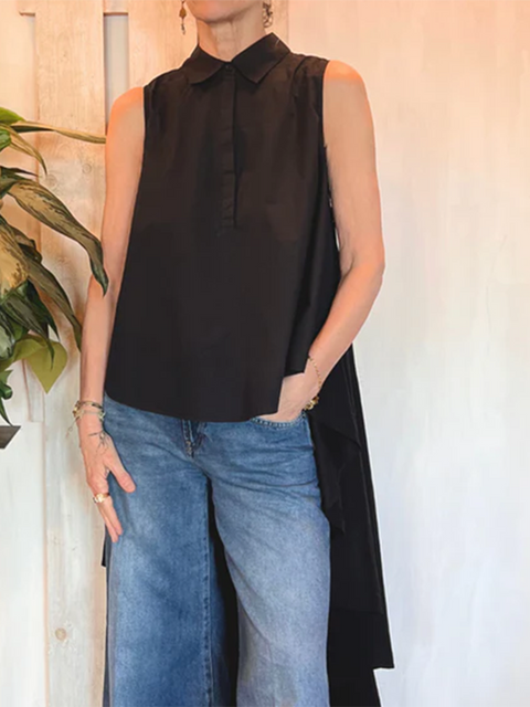 Women's Flowy Irregular Hem Cotton and Linen Top