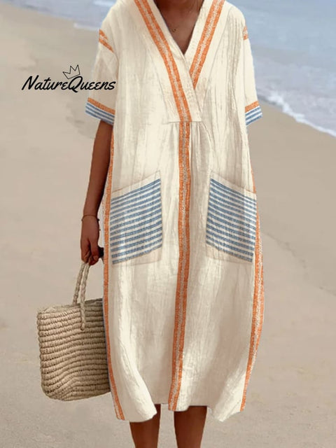 Women's Casual Striped Graphic Print Loose Dress