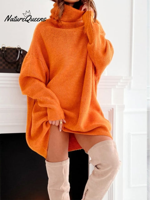 Women'S Orange Turtleneck Sweater