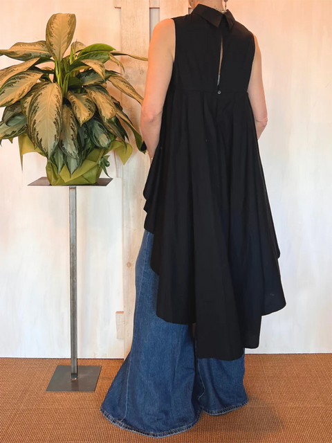 Women's Flowy Irregular Hem Cotton and Linen Top