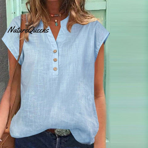 Blue Short Sleeve Plain Top / S