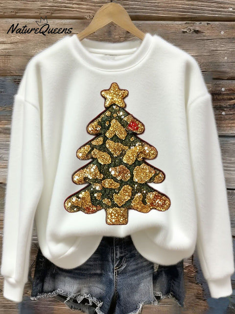 Women's Christmas Tree Art Print Flannel Sweatshirt