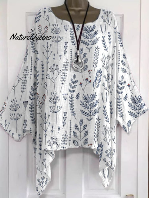 Women's Retro Floral Art Print Casual Shirt