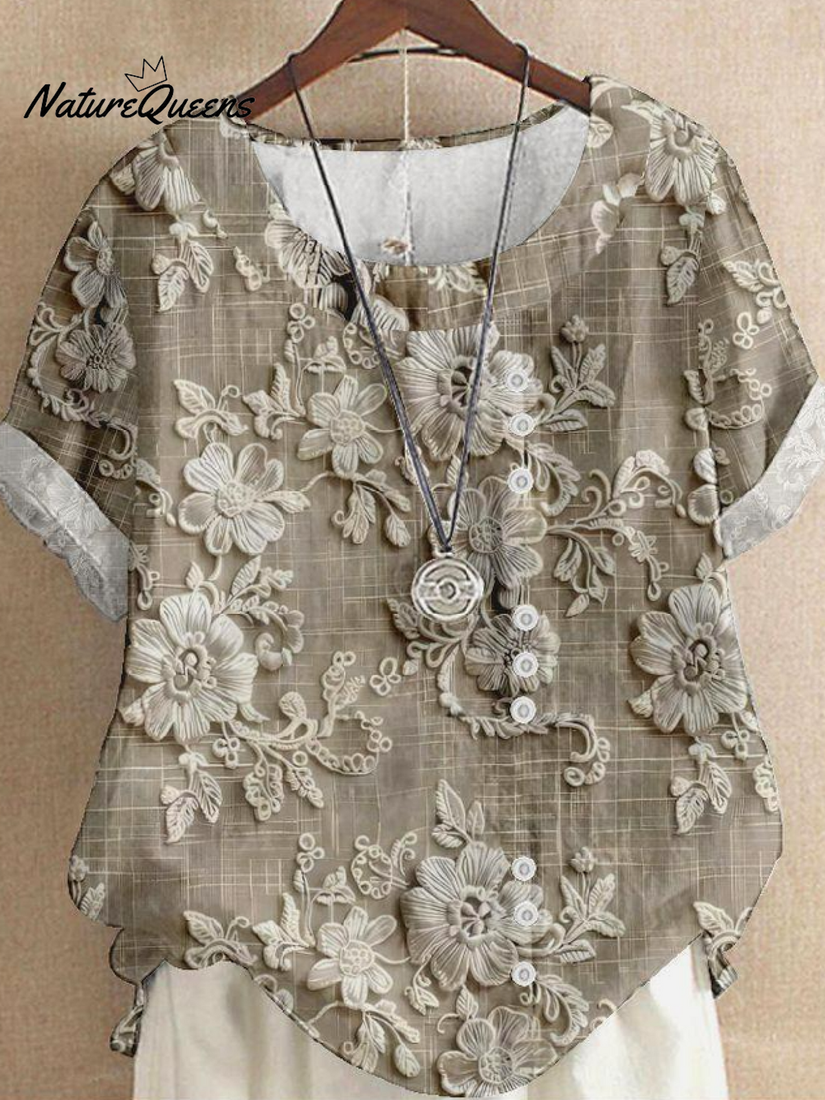 Ethnic 3D Printing Short sleeve button T-Shirt