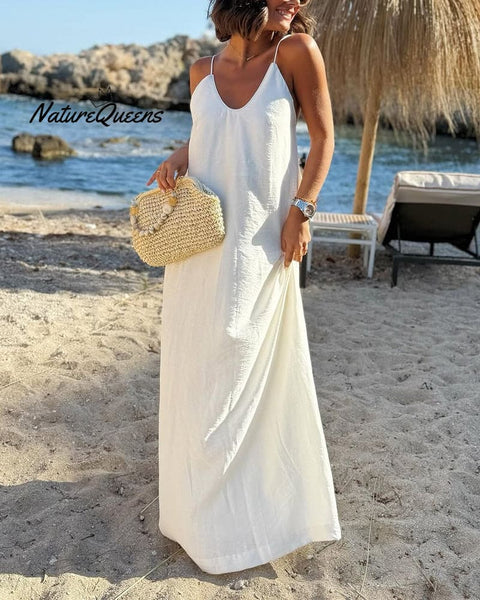 Casual Solid Color Backless Strap Dress