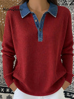 Women's Casual Hooded Contrast Color Panel Top