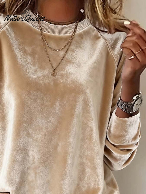 Women'S Casual Loose Velvet Sweatshirt