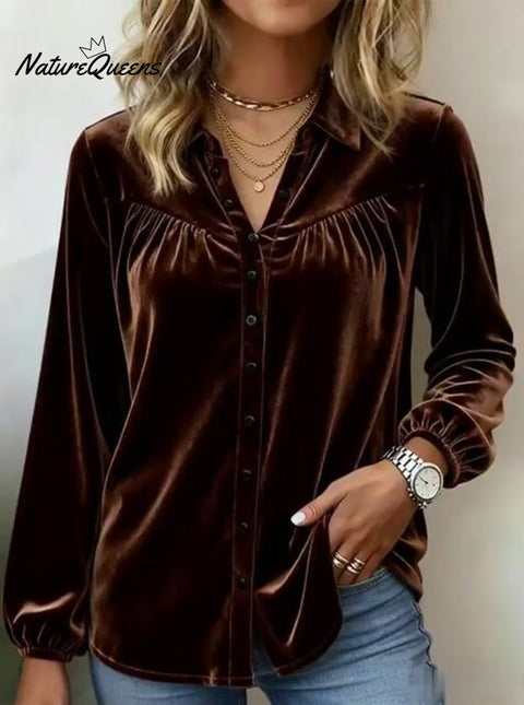 Women'S Solid Color Velvet Top