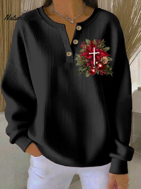 Women's Casual Retro Christmas Textured Knitted Top