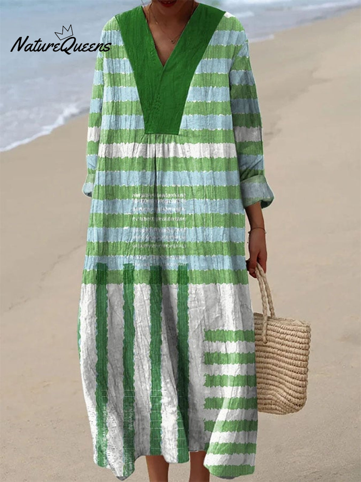 Women's Casual Irregular Striped Long Sleeve Dress