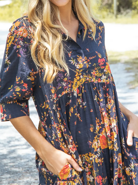 Floral-print Cotton Midi Dress