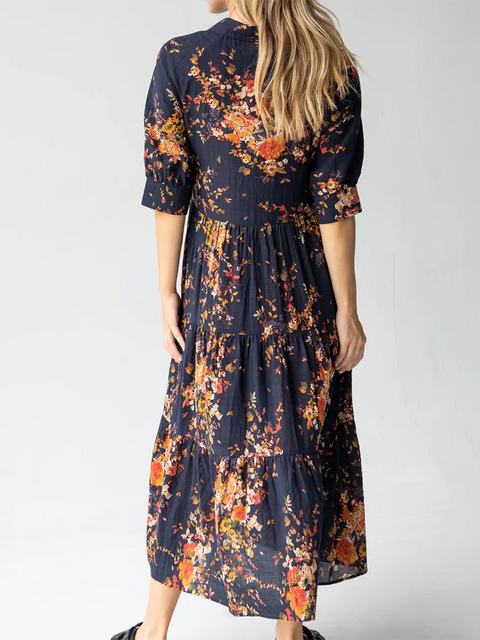Floral-print Cotton Midi Dress