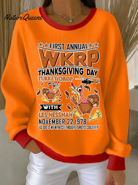 Women's Thanksgiving Turkey Print Sweatshirt