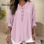 Casual Lapel Button Long Sleeve Shirt Top