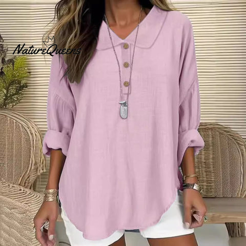 Casual Lapel Button Long Sleeve Shirt Top