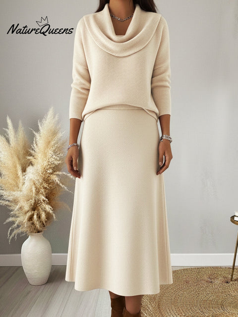 Women's Elegant Solid Color Knitted Umbrella Skirt