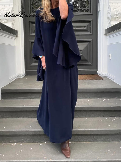 Women's Elegant Solid Color Multi-Layered Bell Sleeve Dress