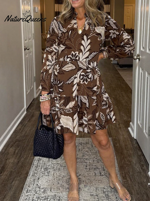Women's Comfortable Floral Print V-neck Cotton Dress