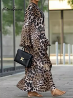 Women's Loose Lace Leopard Print MAXI Dress