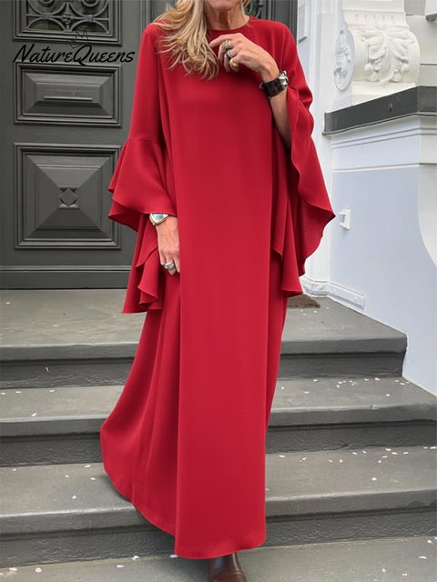 Women's Elegant Solid Color Multi-Layered Bell Sleeve Dress