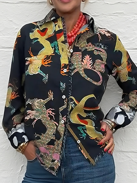 Charizard Print Tassel Shirt Top