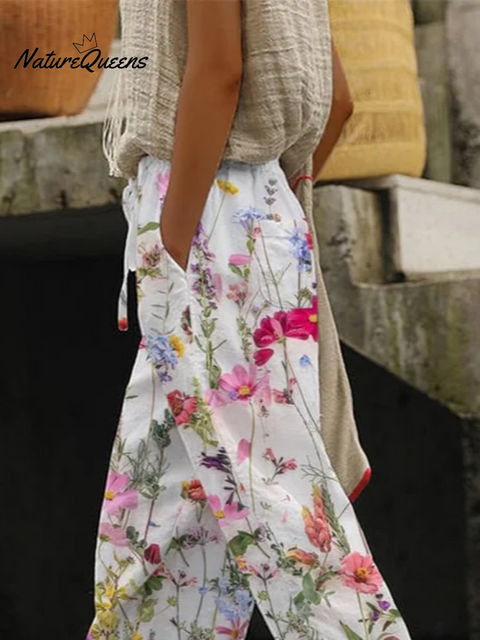 Women Floral Long Pant Casual Spring/Fall Trousers