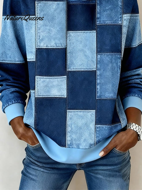 Women's Casual Hooded Color Block Sweatshirt