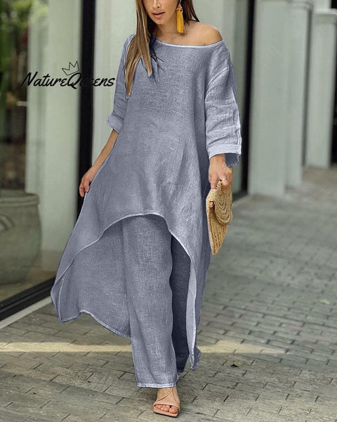 Cotton Linen Casual Suit Grey / S