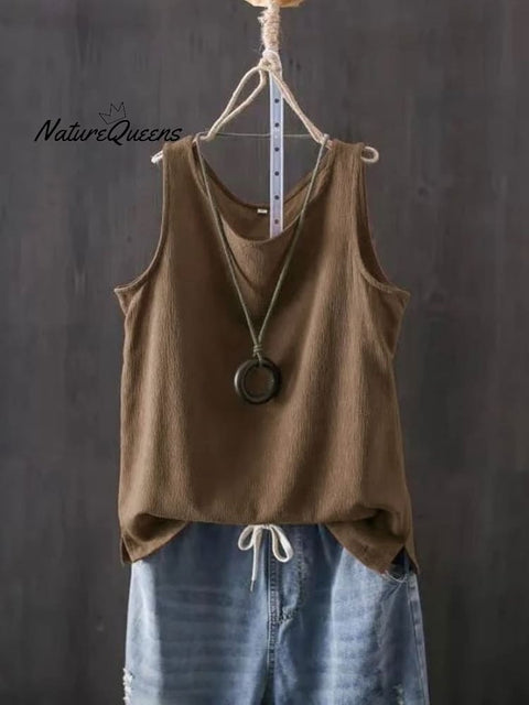 Women's Pure Color Casual Cotton Linen Vest