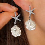 Starfish Imitation Pearl Shell Earrings