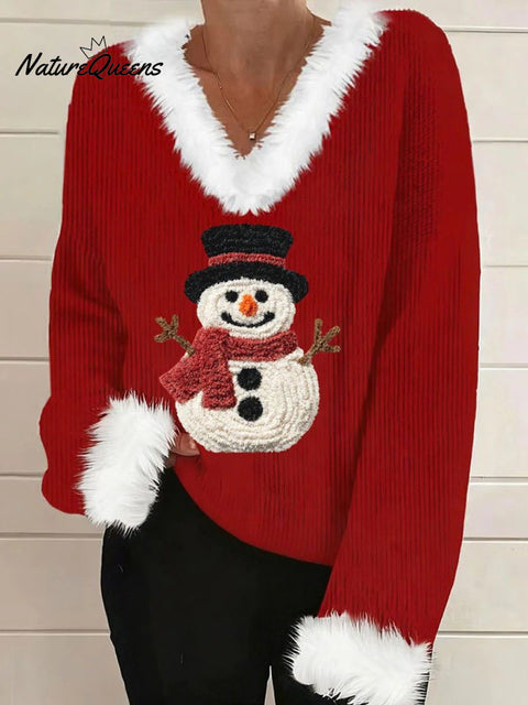 Women's Christmas Plush Collar Sweatshirt