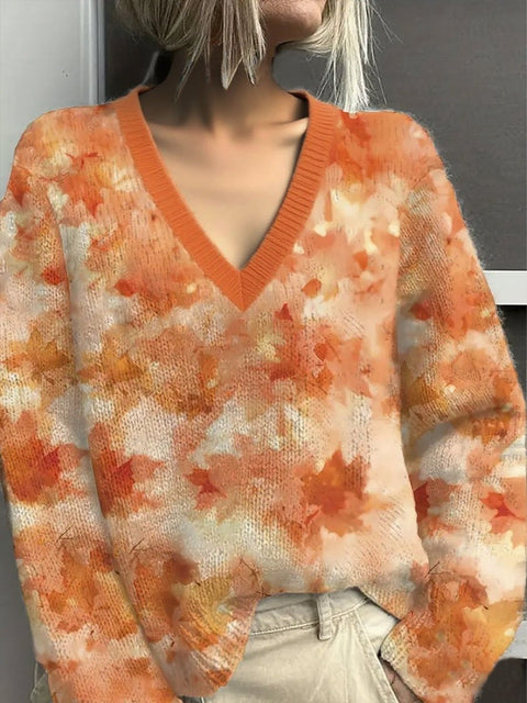 Women's Autumn Maple Leaf Print Casual Sweatshirt